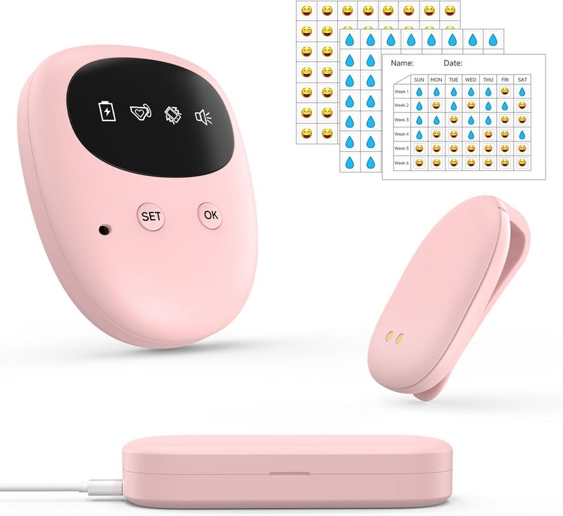 PHENOHERE US-Patented Wireless Bedwetting Alarm for Boys and Girls,High Sensitivity Sensor for Deep Sleepers, USB-C Rechargeable (Blush Pink) - Image 1